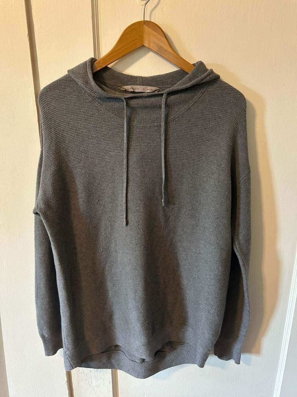 Athleta Women's Ribbed Knit Hoodie Gray Size Medium